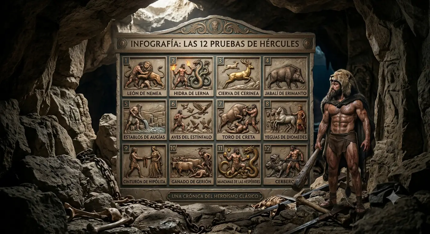 12infografia Los 12 trabajos de Hércules - Infografía